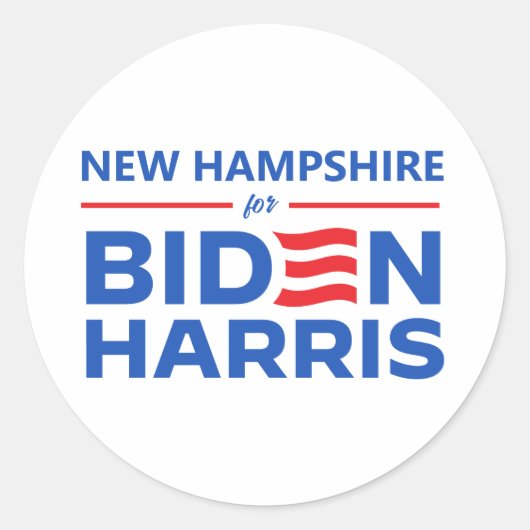 New Hampshire voor Biden Harris Ronde Sticker (Voorkant)