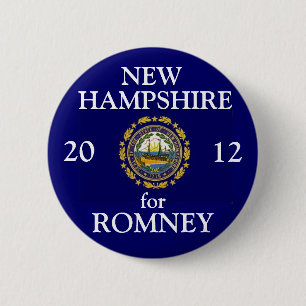 New Hampshire voor Romney 2012 Ronde Button 5,7 Cm
