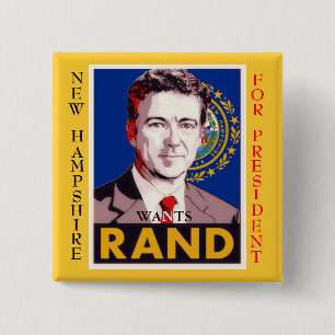 New Hampshire Wants Rand (Paul) Vierkante Button 5,1 Cm