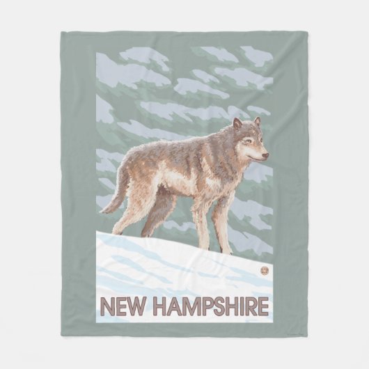 New Hampshire Wolf Scene Fleece Deken (Voorkant)