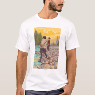 New Hampshire Women Fly Fishing Scene T-shirt