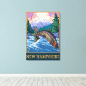 New HampshireAngler Fisherman Scene Canvas Afdruk (Insitu (Houten vloer))