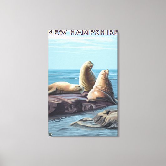 New HampshireSea Lions Scene Canvas Afdruk (Voorkant)