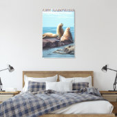 New HampshireSea Lions Scene Canvas Afdruk (Insitu (Slaapkamer))