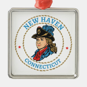 New Haven Connecticut Colonial Metalen Ornament