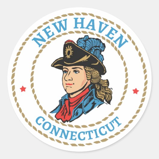 New Haven Connecticut Colonial Ronde Sticker (Voorkant)