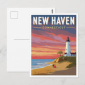 New Haven Connecticut Lighthouse Sunset Briefkaart (Voorkant / Achterkant)