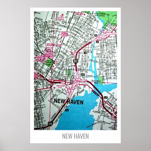 New Haven, Connecticut,  map VS Poster (Voorkant)