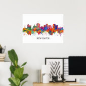 New Haven Connecticut Skyline Poster (Thuiskantoor)