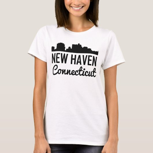 New Haven Connecticut Skyline T-shirt (Voorkant)