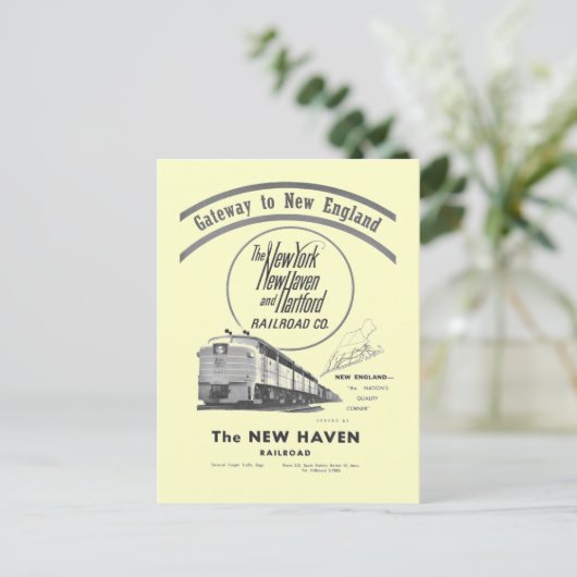 New Haven Railroad-Gateway to New England 1950 Briefkaart (Staand voorkant)