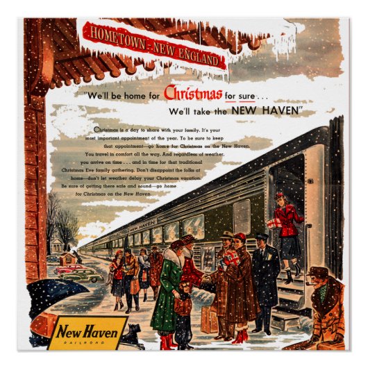 New Haven Railroad Kerstmis 1947 Perfect Poster (Voorkant)
