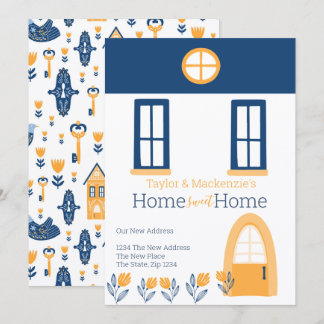 New Home Address Hygge Blue Yellow House Kaart