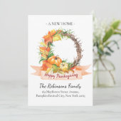 New Home Address Thanksgiving Pumpkin Moving Aankondiging (Staand voorkant)