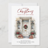 New Home Elegant Winter White Front Door Christmas Feestdagenkaart (Voorkant)