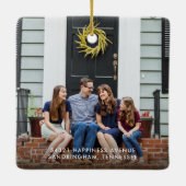 New Home First Kerstmis Rustic Trees Foto Keramisch Ornament (Achterkant)