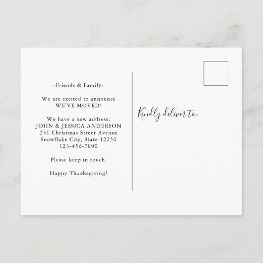 New Home Moved Thanksgiving Pumpkin Holiday Moving Aankondigingskaart (Achterkant)