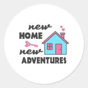 New Home New Adventures Ronde Sticker