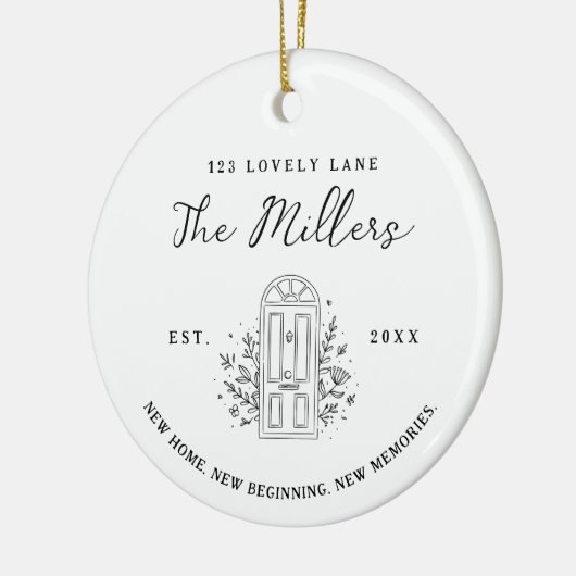 New Home New Beginning Address Photo Custom Keramisch Ornament (Links)