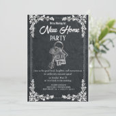 New Home Party Invitation Elegant Chalkboard Hou (Debout devant)