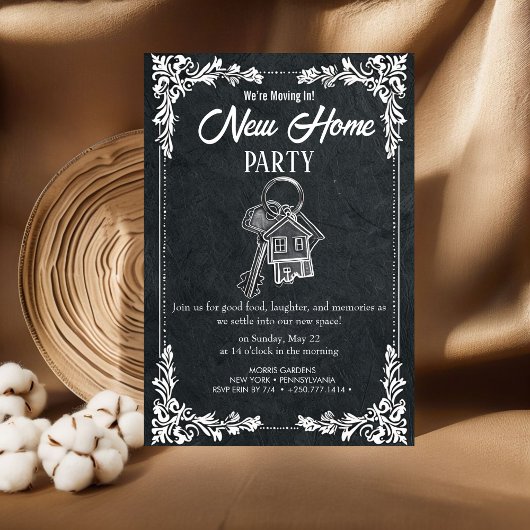 New Home Party Invitation Elegant Chalkboard Hou