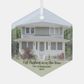 New Home Photo First kerst Simple Black Script Glas Ornament (Voorkant)