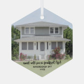 New Home Photo First kerst Simple Black Script Glas Ornament (Achterkant)