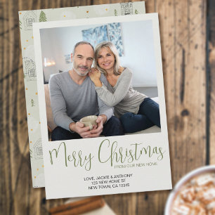 New Home Pine Tree Doodle Merry-kerstfoto Feestdagenkaart