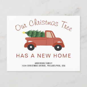 New Home Red Truck kerstboomvakantie Aankondigingskaart