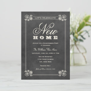 New Home Rustic Black Chalkboard Housewarming Kaart