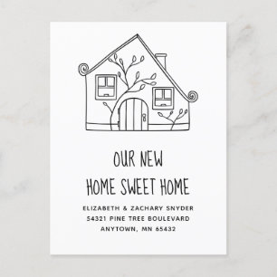 New Home Sweet Home Black White House Moving Briefkaart