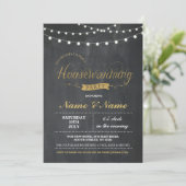 New Home Sweet House Warming ChalkBoard Key Invite Kaart (Staand voorkant)