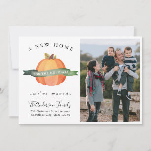 New Home Thanksgiving Pumpkin Photo Holiday Moveme Aankondiging