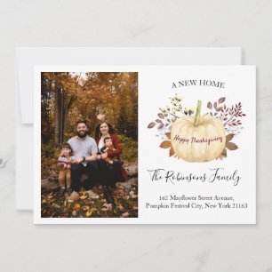 New Home Thanksgiving Pumpkin Photo Holiday Moveme Aankondiging