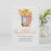 New Home We hebben Floral Pumpkin Herfst Moving Aankondiging (Staand voorkant)
