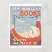 "New Horizons with Books"  Bibliotheek Poster