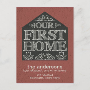 New House Address Announcement Chalkboard Aankondigingskaart