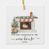 New House kerstversiering Waterverf Fireplace Keramisch Ornament (Voorkant)