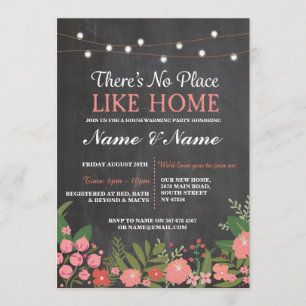 New House warming Sweet Home Key Chalkboard Invite Kaart