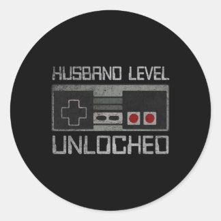 New Husband Level Unlocked Just Married Gamer Bach Ronde Sticker