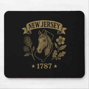 New Jersey 1787 Vintage Paard Eiken Pijnboom Natuu Muismat