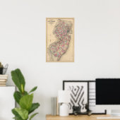 New Jersey Atlas-kaart Poster (Thuiskantoor)