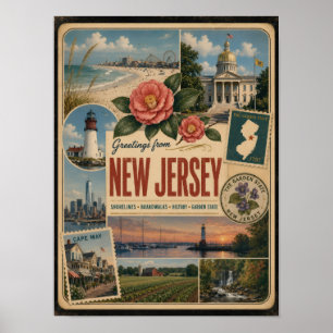 New Jersey Authentieke Vintage Stijl Poster