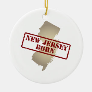 New Jersey Born - Stamp on Map Keramisch Ornament