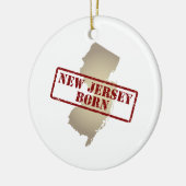 New Jersey Born - Stamp on Map Keramisch Ornament (Links)