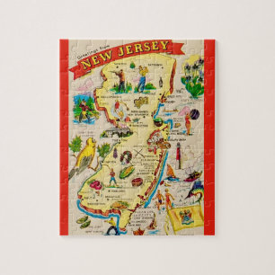 New Jersey Briefkaart Kaart Jigsaw Puzzel