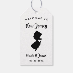 New Jersey bruiloft welkomsttas Labels, kaart Cadeaulabel