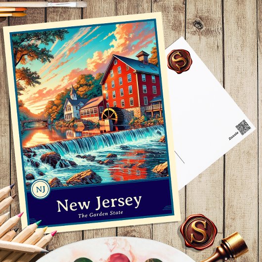 New Jersey | Carte postale ombragée style Anime