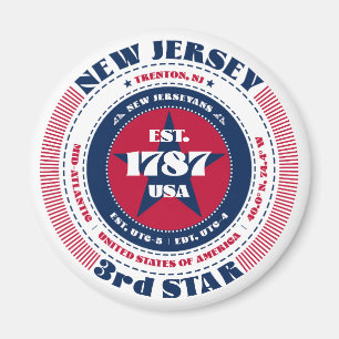 New Jersey Cirkel Typografie Souvenir Magneet