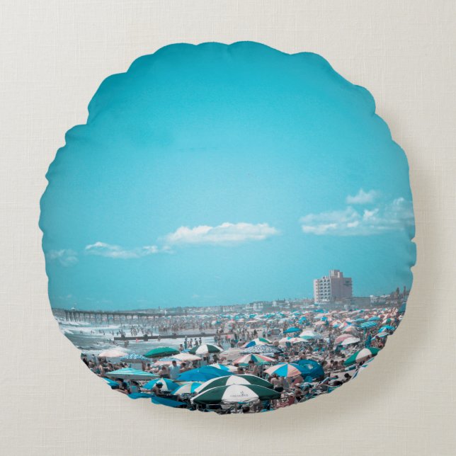New Jersey Coastal Beach Art Rond Kussen (Voorkant)